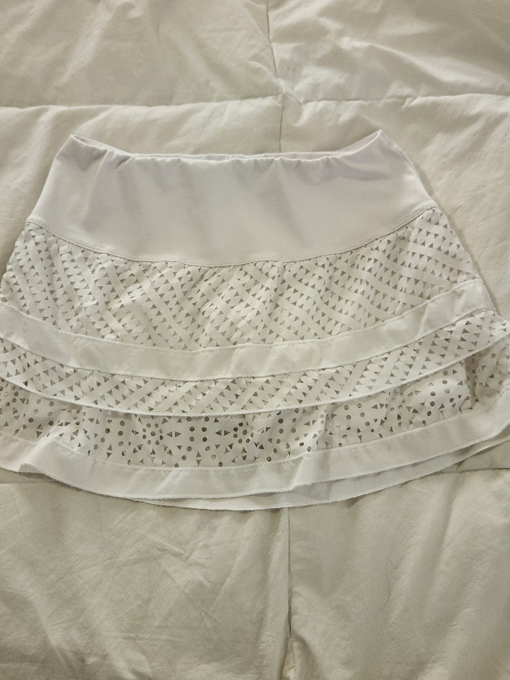 Lucky In Love Skort Skirt Size XS White Laser Cut Tennis Pickleball, no stains,